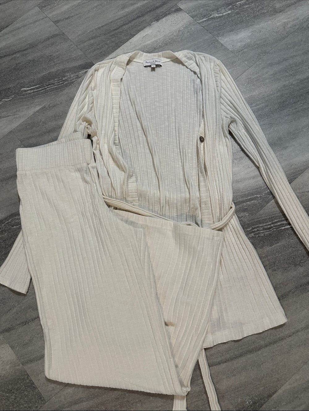 Michael Stars white ribbed loungewear set S/M